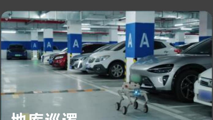 Underground parking patrol between vehicles