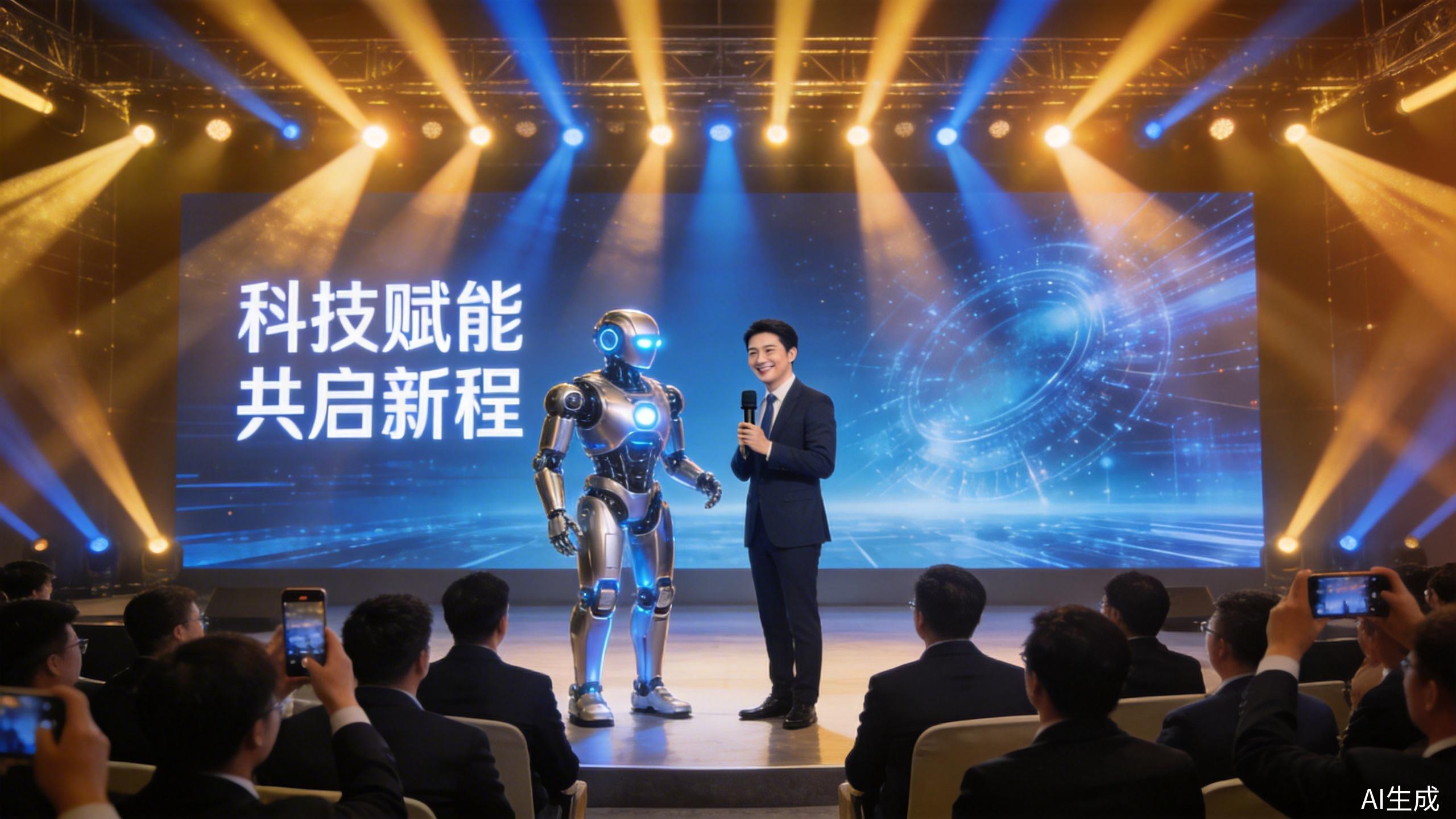 企业年会机器人活动策划 - 人形机器人与主持人互动