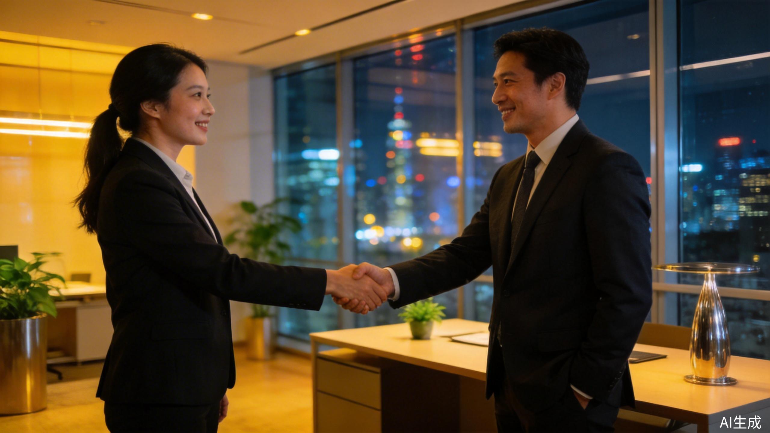 渠道合作分成 - 商务合作握手场景